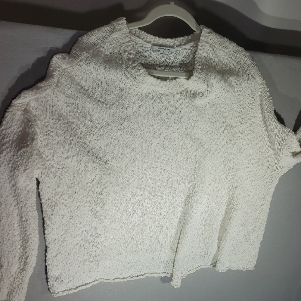 O'Neille - Women’s Cream Textured Knit Sweater - Lightweight Cozy Pullover